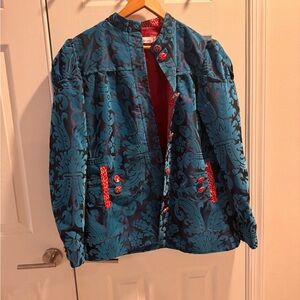 Vibrant Blue and Red Women's Blazer